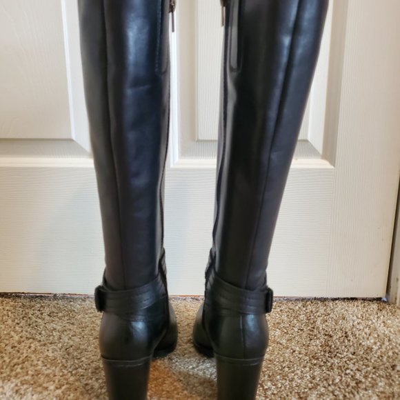 Naturalizer Black Leather Wide Calf Kelsey Riding Boots size 7.5 - Picture 3 of 6